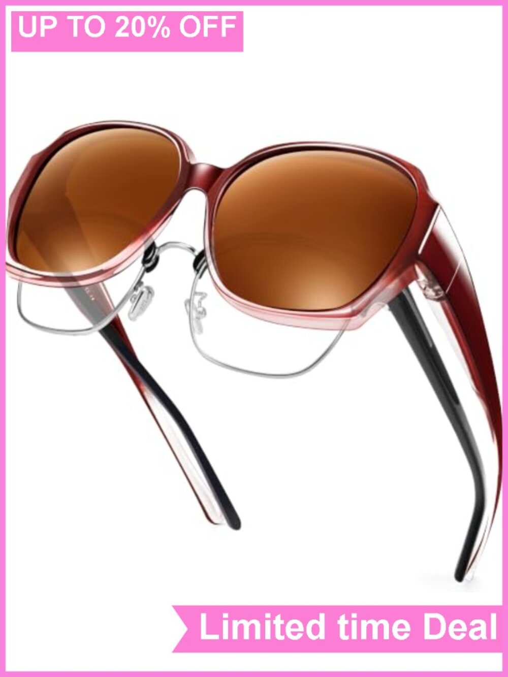 Polarized Sunglasses Fit Over Glasses Extra Large UV400 Square